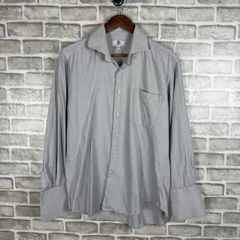Jhane Barnes Mens Gray Textured Cotton French Cuff Dress Shirt 15.5 32/33